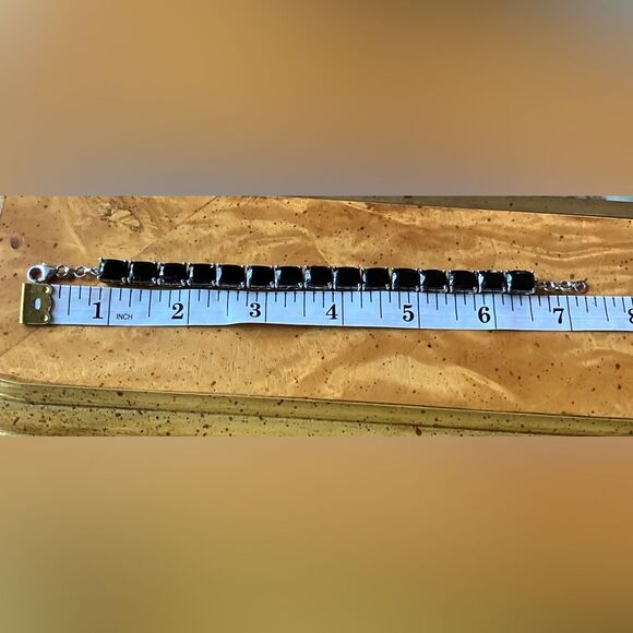 Natural Black Spinel Sterling Silver Tennis Bracelet - Picture 8 of 8